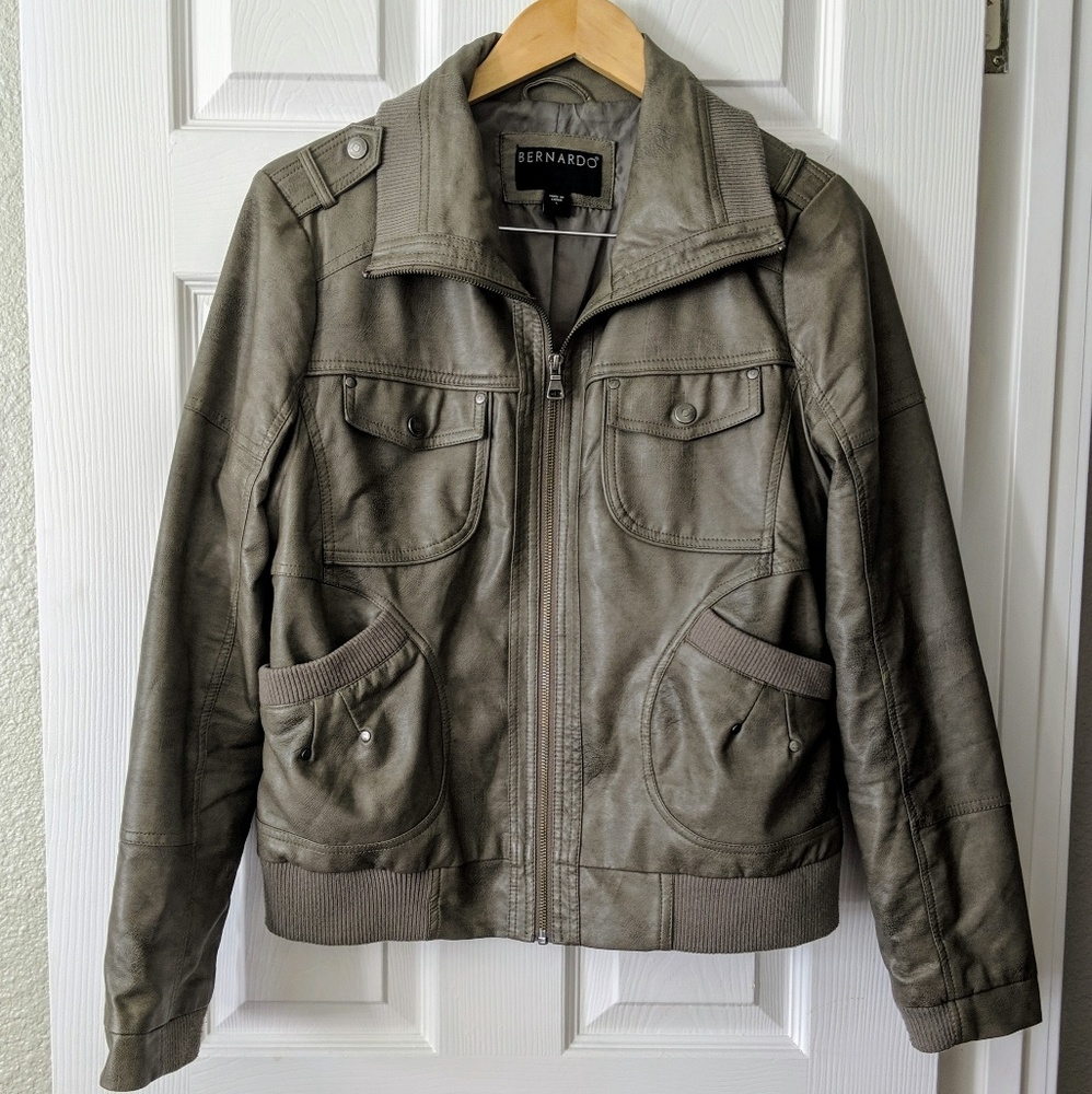 Bernardo Faux Leather Bomber Jacket
